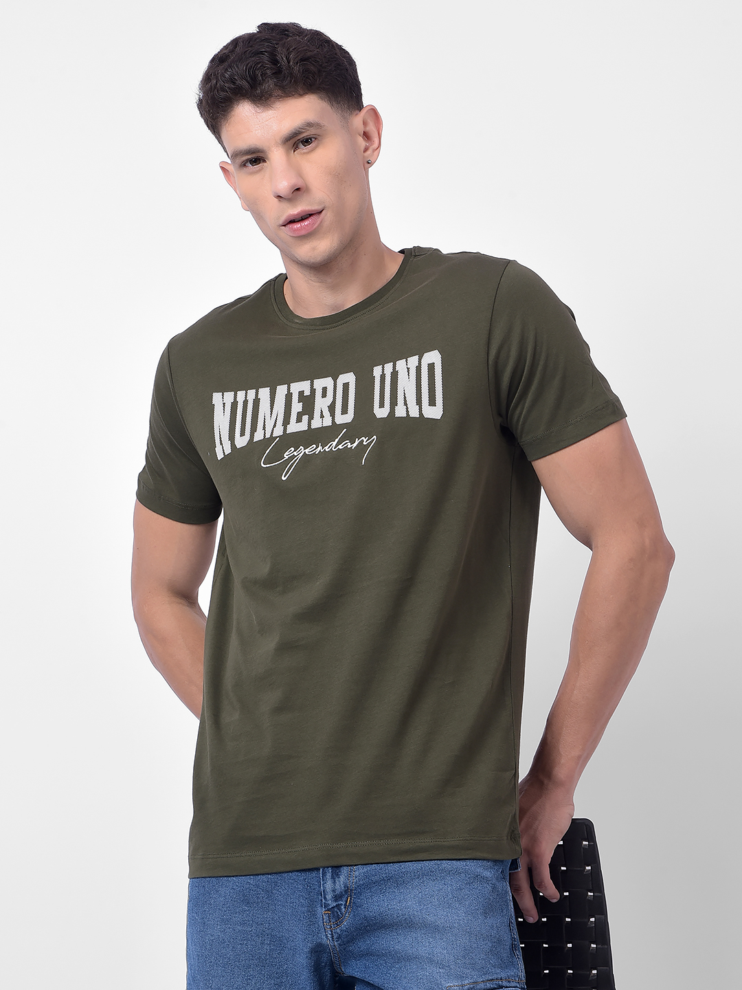 Numero Uno Men Green Round Neck Regular Fit T-Shirt